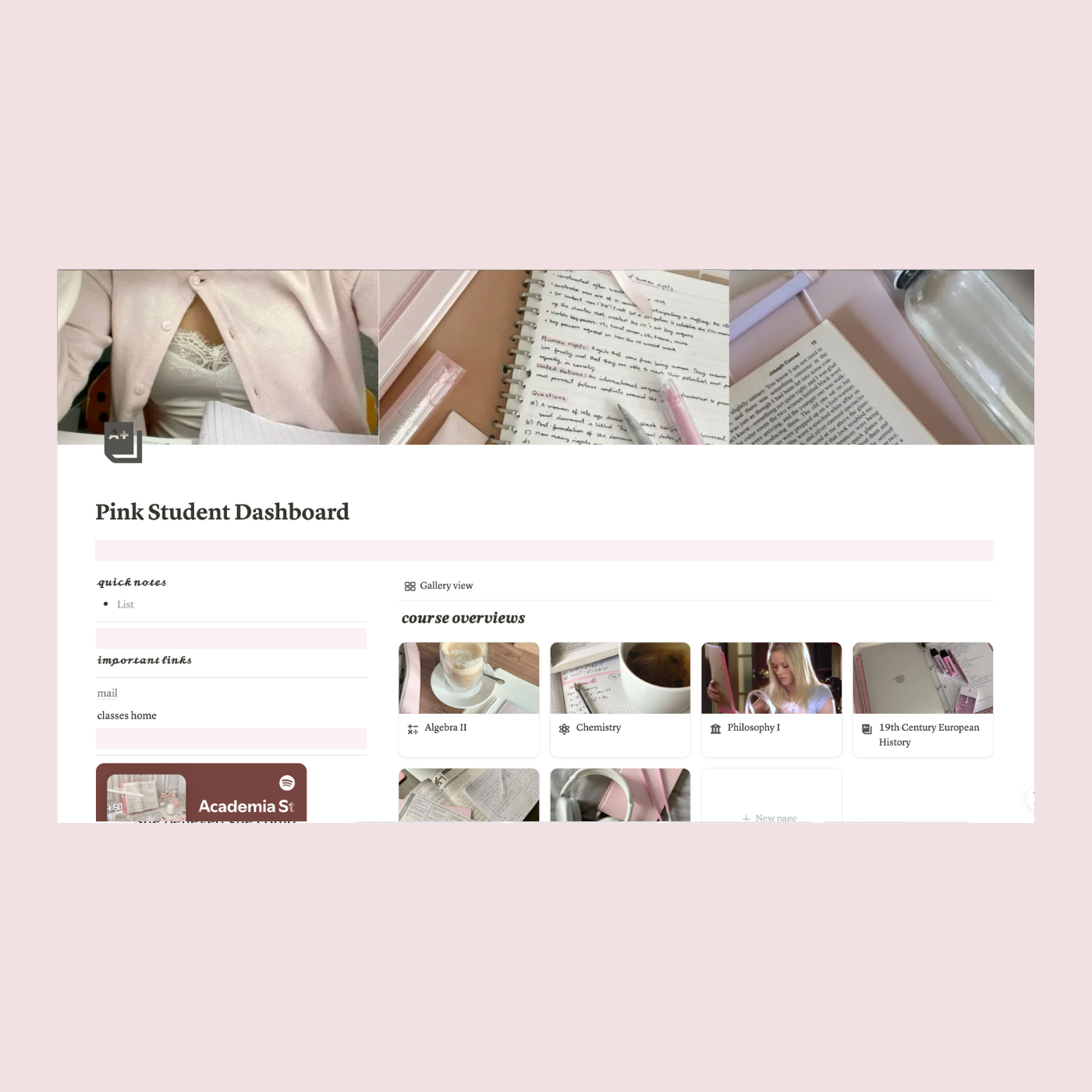 Pink Student Dashboard